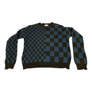 Melrose & Market Boys Checkered Pullover Sweater L Blue & Brown Cotton Crewneck